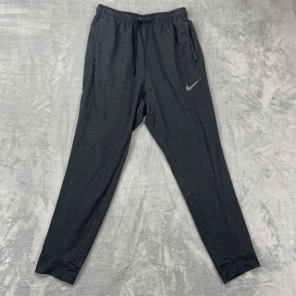 Nike Training Dri-FIT Fleece Joggers Mens L (29x30) Dark Gray Stretch Drawstring